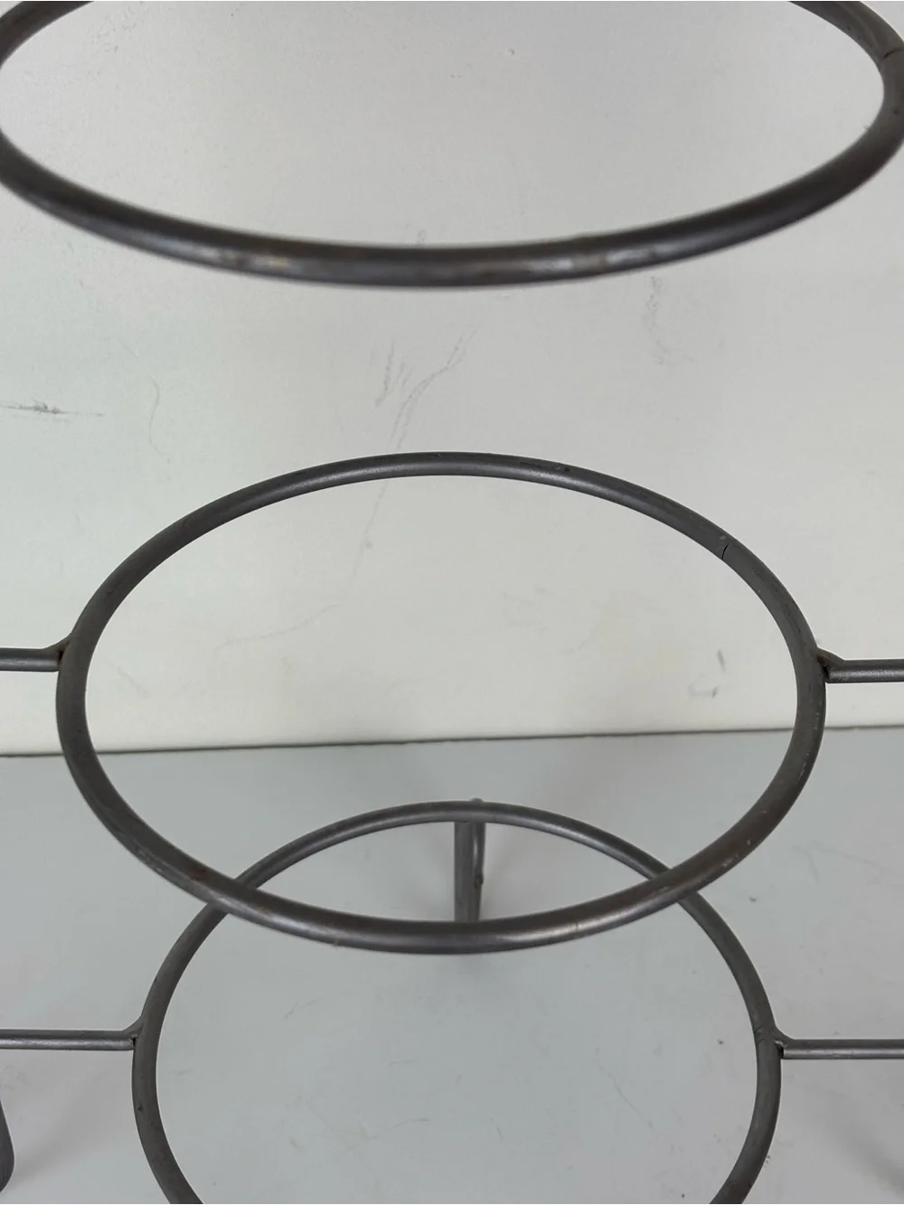 Vintage Three-Tier Metal Plant/Decor Stand in Gunmetal Gray-6”plates/23” tall